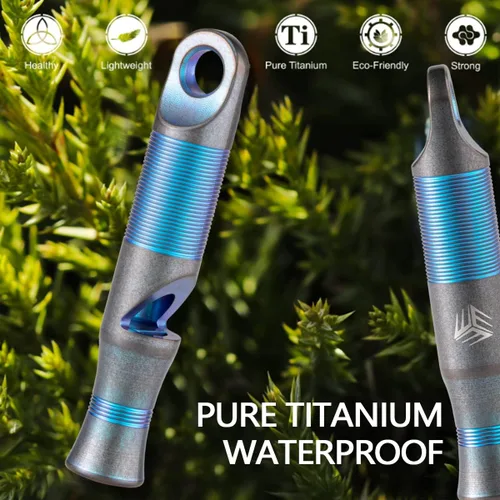 Miniatura 2 de WeKnife Silbato de emergencia de supervivencia, silbato de seguridad de titanio para exteriores, con cuerda de paracaídas para kayak, chaleco Azul