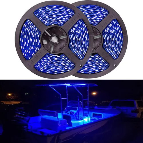 Seaponer luz de pontón para barco, tira LED marina para barco Duck Jon Bass, velero, kayak, iluminación flexible, luz de cubierta, iluminación 10m