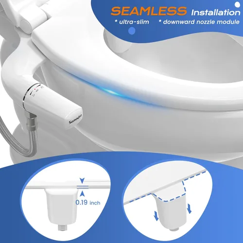 Miniatura 3 de SAMODRA - Accesorio de bidé ultradelgado para inodoro, boquilla autolimpiante, bidés higiénicos para inodoros existentes, rociador de agua dulce