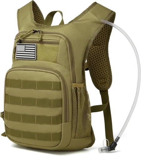 Miniatura 11 de Mochila de Hidratación Wotony con Vejiga de Agua para Senderismo Paquete de Hidratación Táctico para Hombres Mujeres Mochila de Agua Molle para Negro