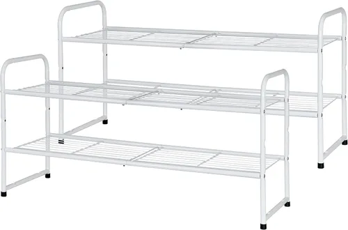 Miniatura 17 de Zapatero de 2 niveles para armario, organizador de almacenamiento de zapatos extra largo de 44 pulgadas para estantes, metal resistente, fácil