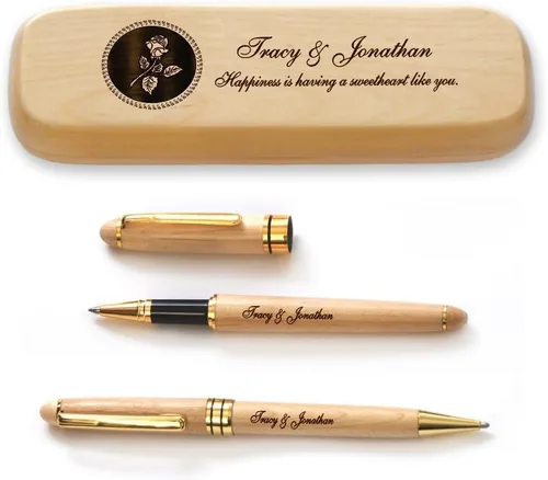 Miniatura 11 de Estuche de madera de arce personalizado y dos bolígrafos para el día de San Valentín