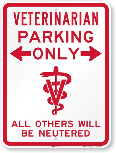 Miniatura 4 de SmartSign Letrero de estacionamiento divertido con flecha bidireccional con texto en inglés "Veterinarian Parking Only - All Others Will Be