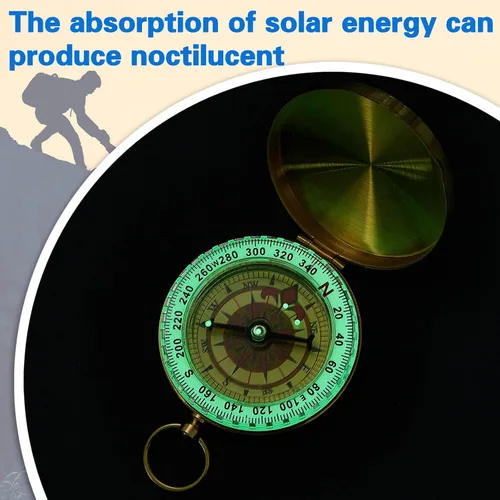Miniatura 5 de Dunzy 12 Pcs Camping Survival Compass Glow in the Dark Metal Pocket Compass for Hiking Military Navigation Tool for Hiking Hunting Climbing Camping