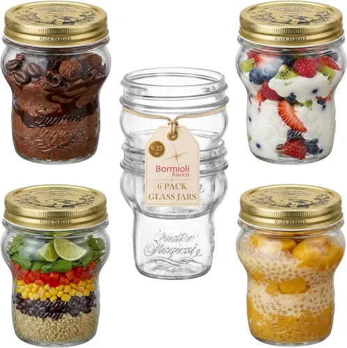 Miniatura 10 de Bormioli Rocco Quattro Stagioni - Botellas pequeñas (juego de 6) – Tarros de vidrio reutilizables en relieve con tapa hermética, para preparación