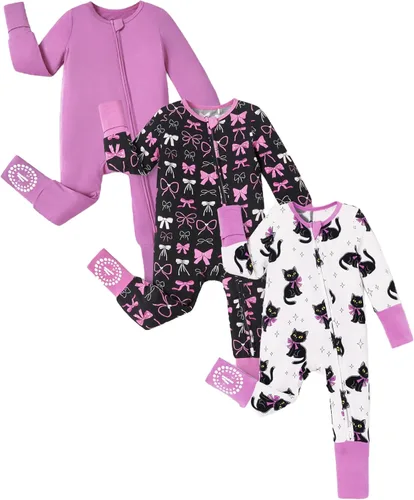 Miniatura 12 de PATPAT Baby Footies - Mameluco de viscosa de bambú para niños y niñas, con cremallera y suela antideslizante, ropa infantil con pies y sin pies