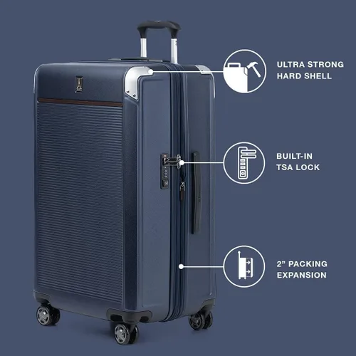 Miniatura 4 de Travelpro Platinum Elite Hardside - Maleta de policarbonato con cierre TSA, Azul Marino(True Navy Blue), Platinum Elite Hardside - Maleta