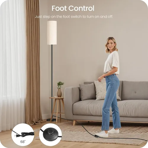Miniatura 7 de Juego de 2 lámparas de pie delgadas para sala de estar con 2 controles remotos magnéticos e interruptor de pie, lámpara de pie regulable para 2 Pack