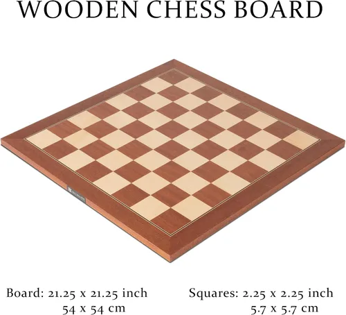 Miniatura 3 de A&A Tablero de ajedrez profesional de madera de 21.25 pulgadas, incrustaciones de caoba y arce, cuadrados de 2.25 pulgadas sin notación