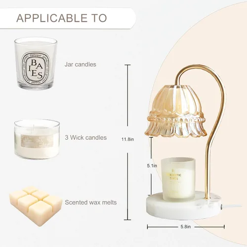 Miniatura 3 de Lámpara calentadora de velas TUOTGOYEZ con temporizador y regulador, lámpara calentadora de velas eléctrica con 2 bombillas para velas perfumadas