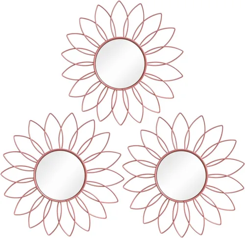 Miniatura 12 de Paquete de 3 espejos metálicos para pared, con diseño de rayos de sol, para decoración del hogar, arte decorativo para colgar en la pared para sala