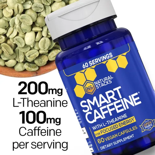 Miniatura 3 de Natural Stacks Smart Cafeine – Suplemento energético – Un frasco contiene 60 cápsulas – Crea energía duradera, evita el golpe de cafeína, aumenta