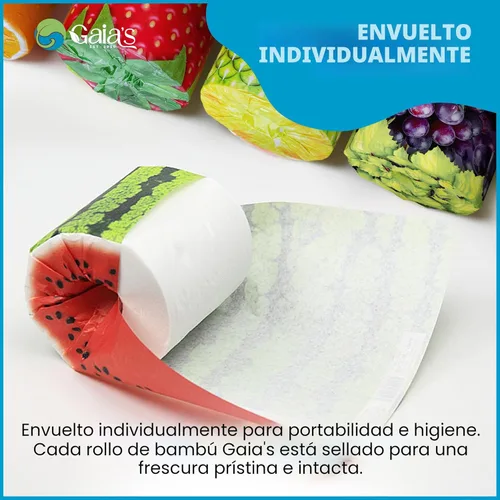 Miniatura 6 de Gaia's Premium y suave papel higiénico de bambú orgánico con aroma a fruta 12 mega rollos, 3 capas, 370 hojas Certificado FSC, libre de PFAS