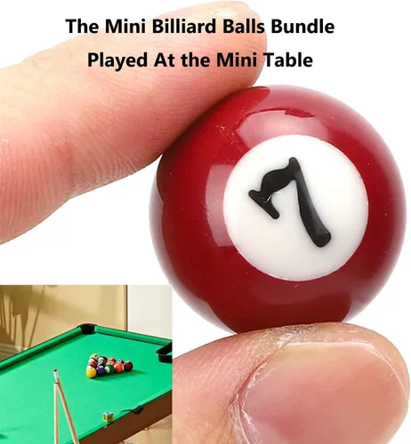 Miniatura 3 de Juego de 16 mini bolas de billar de 0.98 pulgadas, mini bolas de billar de resina con 8 colores para diversión familiar, entretenimiento