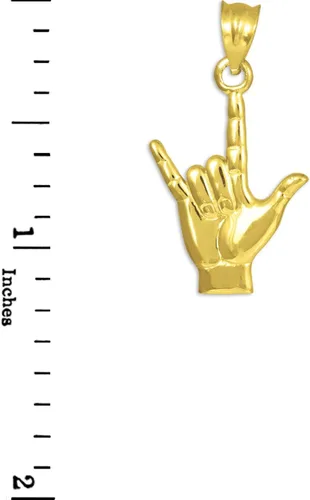 Miniatura 2 de 14K oro I love you mano Lenguaje de Signos Encanto Colgante