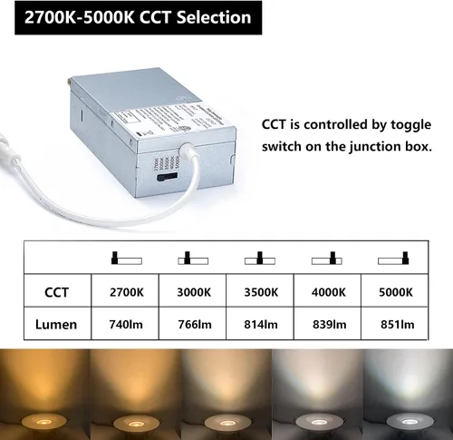 Miniatura 3 de POPANU Foco giratorio de cardán empotrado sin canless de 5 CCT de 3 pulgadas, lámpara de techo de globo ocular de 3 pulgadas, luces empotrables