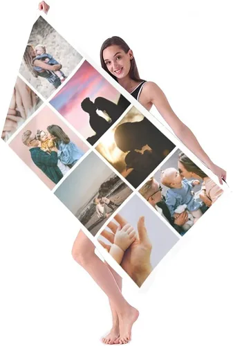 Miniatura 3 de Shapoo Toalla de playa con foto personalizada, foto personalizada/fondo/texto, divertida toalla de baño de microfibra personalizada para Ocho Foto