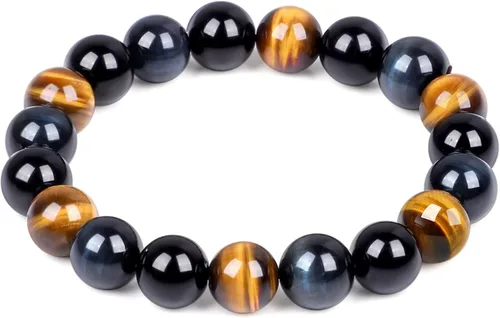 Miniatura 10 de Pulsera de protección, pulsera de obsidiana negra natural para hombres y mujeres, antiansiedad, trae buena suerte y felicidad, pulseras de cristal