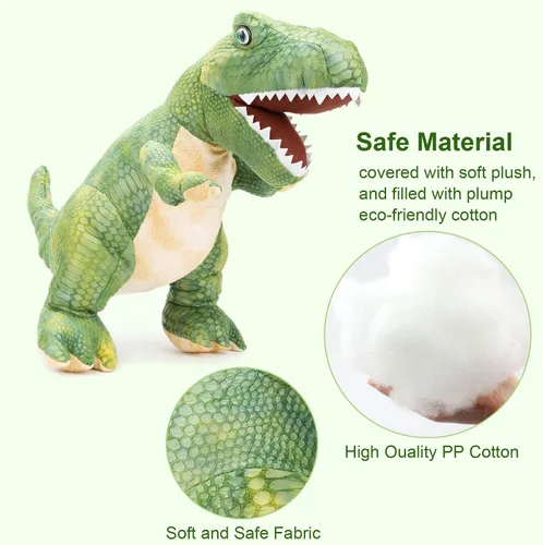 Miniatura 3 de PUNP Peluche de dinosaurio gigante, juguete de peluche T Rex, 22 pulgadas, tiranosaurio de peluche, regalo para niños, verde