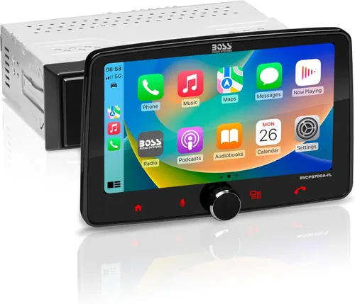 BOSS Audio Systems BVCP9700A-FL Estéreo de automóvil DIN inalámbrico Apple CarPlay, Android Auto, pantalla táctil de 7 pulgadas, Bluetooth, receptor
