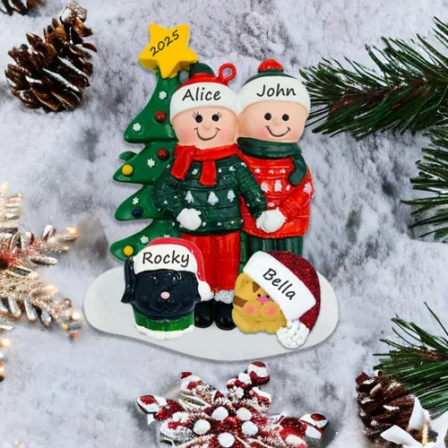Miniatura 3 de Adorno de Pareja con Mascotas Perros Gatos - Adorno de Navidad de Pareja con Mascota Perro Gato, Adorno de Navidad de Pareja Adicional con Mascota