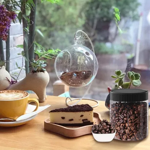 Miniatura 6 de Tarros de plástico transparente de 8 onzas con tapas negras, recipientes de almacenamiento de cocina recargables para alimentos secos, café, nueces