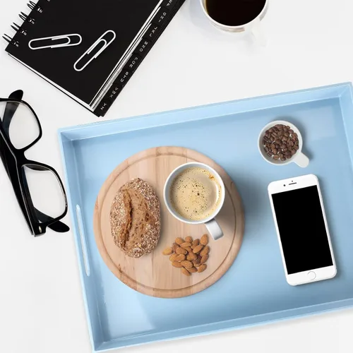 Miniatura 5 de Spsyrine - Bandeja de servir con asas, bandeja decorativa de plástico para mesa de café, sala de estar, decoración del hogar, 3040B