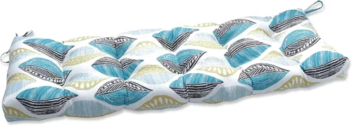 Pillow Perfect Cojín para banco/columpio con diseño capitoné para exteriores/interiores, 56 x 18 pulgadas, azul