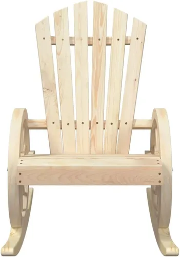 Miniatura 5 de Brown Solid Fir Wood Rocking Adirondack Chair, Ergonomic Design for Patio, Garden, and Balcony Relaxation