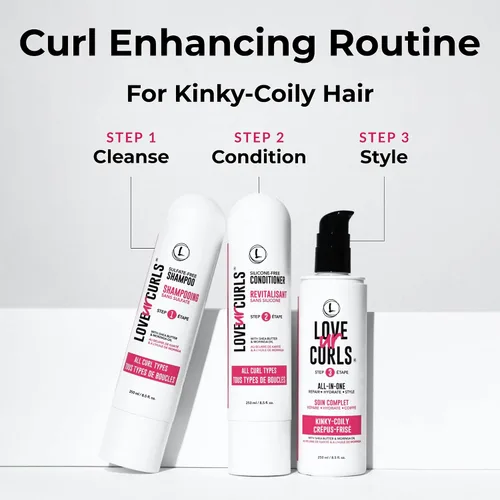 Miniatura 2 de Love Ur Curls - Set de champú y acondicionador con rizador todo en uno para cabello rizado y rizado, sistema de 3 pasos para reparación e hidratación