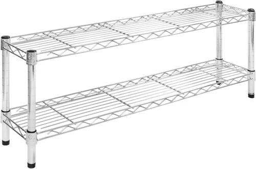 SI Estantería de alambre cromado de 8 pulgadas de profundidad x 42 pulgadas con estantes de 2 niveles, capacidad de 800 libras cada uno, moderno,