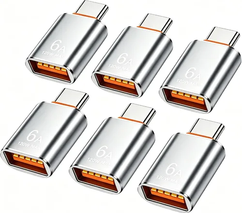 Miniatura 19 de BOMIE Adaptador USB C a USB, paquete de 10 unidades, 6A 120 W, carga rápida, transferencia de datos de 10 Gbps, USB C macho a USB 3.2 hembra OTG
