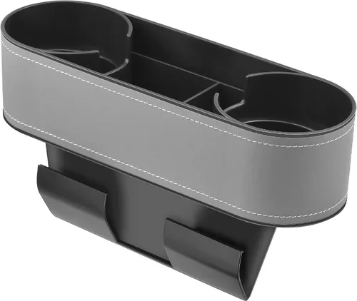 Miniatura 12 de IOKONE Consola de bolsillo lateral para monedas, cubierta de cuero con bolsillo lateral, portavasos para automóvil, organizador de asiento delantero