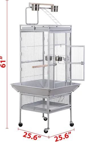 Miniatura 6 de SUPER DEAL PRO - Jaula grande para pájaros 2 en 1 de 61 pulgadas con soporte rodante Playtop loro chinchilla pinzón jaula guacamayo conure cacatúa