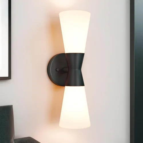 Miniatura 18 de Juego de 2 apliques de pared negros modernos, apliques de pared interiores hacia arriba y hacia abajo, lámpara de pared interior de mediados