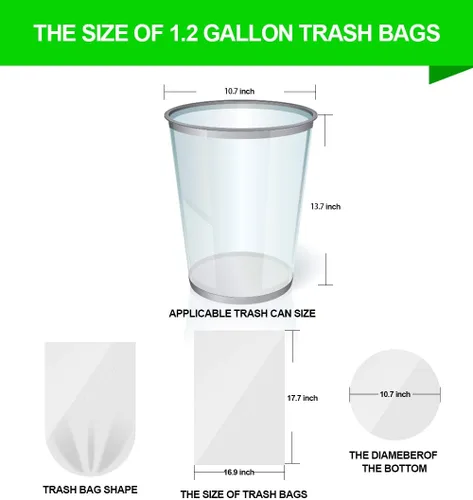 Miniatura 5 de FORID Bolsas de basura de 1.2 galones, 220 unidades, pequeñas, transparentes, bolsas de basura para baño, dormitorio, oficina, cubo de basura, bolsa