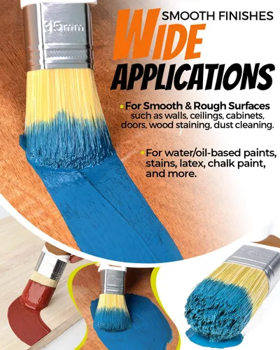 Miniatura 4 de Juego de 3 Pinceles de Pintura Profesionales, 1", 1.5", 2" Cerdas Sintéticas, Mango de Goma de Fácil Agarre, Pincel de Pintura para Gabinetes