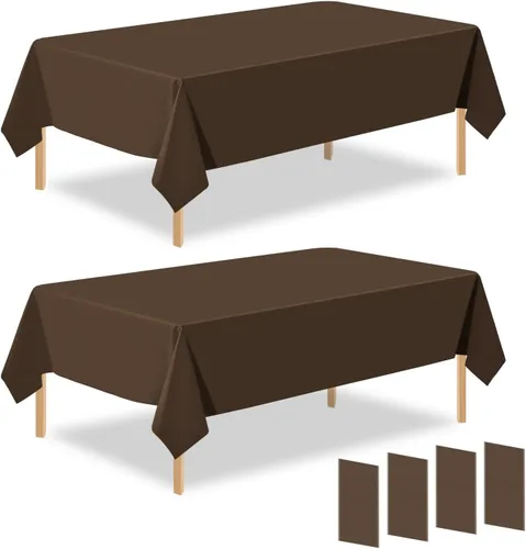 Miniatura 31 de Paquete de 2 manteles rectangulares desechables de plástico negro de 54 x 108 pulgadas, manteles de plástico negro para cumpleaños, bodas