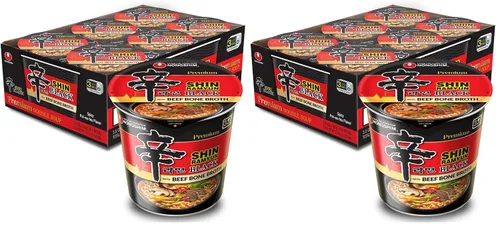 Miniatura 9 de Nongshim Taza de fideos Ramen instantáneos Shin Black Premium, paquete de 6, verduras gruesas y carne de res real, mezcla de sopa de ramen
