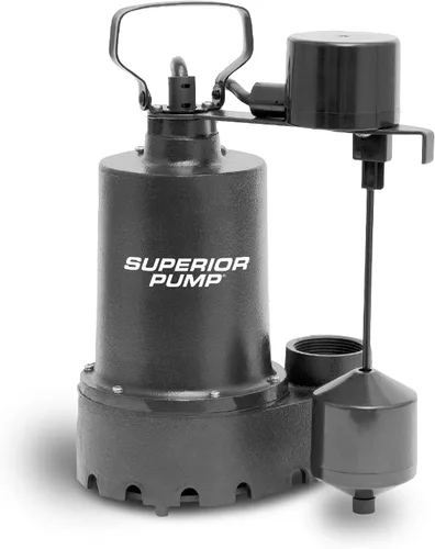 Superior Pump 92341 Bomba sumergible de sumidero de hierro fundido de 1/3 HP con interruptor de flotador vertical