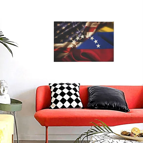 Miniatura 5 de Lienzo decorativo para pared, impresión en lienzo combinado con bandera de Venezuela y Estados Unidos, decoración del hogar, 12 x 18 pulgadas