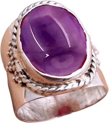 Miniatura 29 de Anillo de plata de ley 925 con piedras preciosas ovaladas auténticas, hecho a mano, hermoso regalo de Navidad para ella