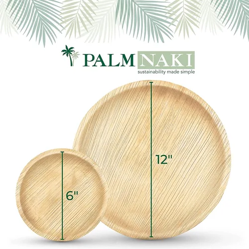 Miniatura 3 de PALM NAKI Platos redondos de hoja de palma (40 unidades) – Vajilla desechable, platos redondos compostables y biodegradables