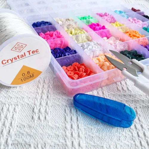 Miniatura 4 de Cuerda elástica de 0.8mm para pulseras, QBJAYTY cuerda elástica transparente para pulseras, cuerda de cuentas de arcilla, cuerda elástica de 100m
