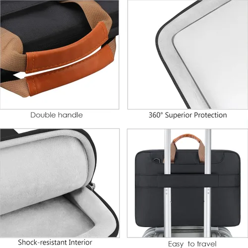 Miniatura 6 de Lacdo Bolsa de hombro protectora para laptop de 360°, funda para portátil de 14 pulgadas para HP Lenovo, Dell, Asus Asus Acer Chromebook 14, HP Negro