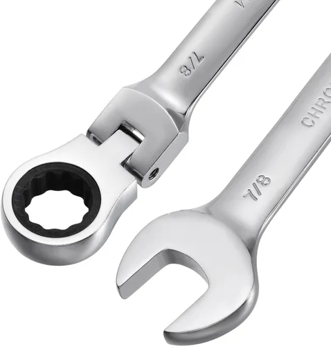 Miniatura 3 de uxcell Llave combinada de trinquete de cabeza flexible de 7/8 pulgadas SAE 72 dientes 12 puntos de trinquete caja terminada herramientas de llave