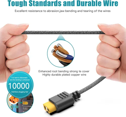 Miniatura 7 de Cable de extensión solar a XT60, adaptador solar de alimentación de 11 pies para Anker Powerhouse ECOFLOW River 2 Pro Max River Cable de carga
