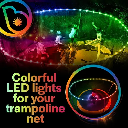 Miniatura 2 de Brightz Luces de trampolín por encima de la red, clips LED de 40 pies a la red de seguridad, accesorios de trampolín que cambian de color, 3 modos