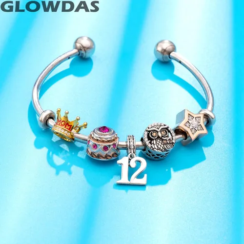 Miniatura 5 de GLOWDAS Dijes de cumpleaños de 10 a 25, 28, 30, 31, 33, 35, 36, 40, 45, 50, 55, 60, 65, 70, 75, 80, se adapta a brazaletecollar de aniversario