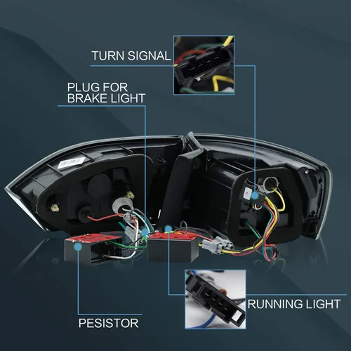 Miniatura 6 de VLAND Conjunto de luces traseras compatible con Jetta 6ª generación 2011-2014, ahumadas Ahumado